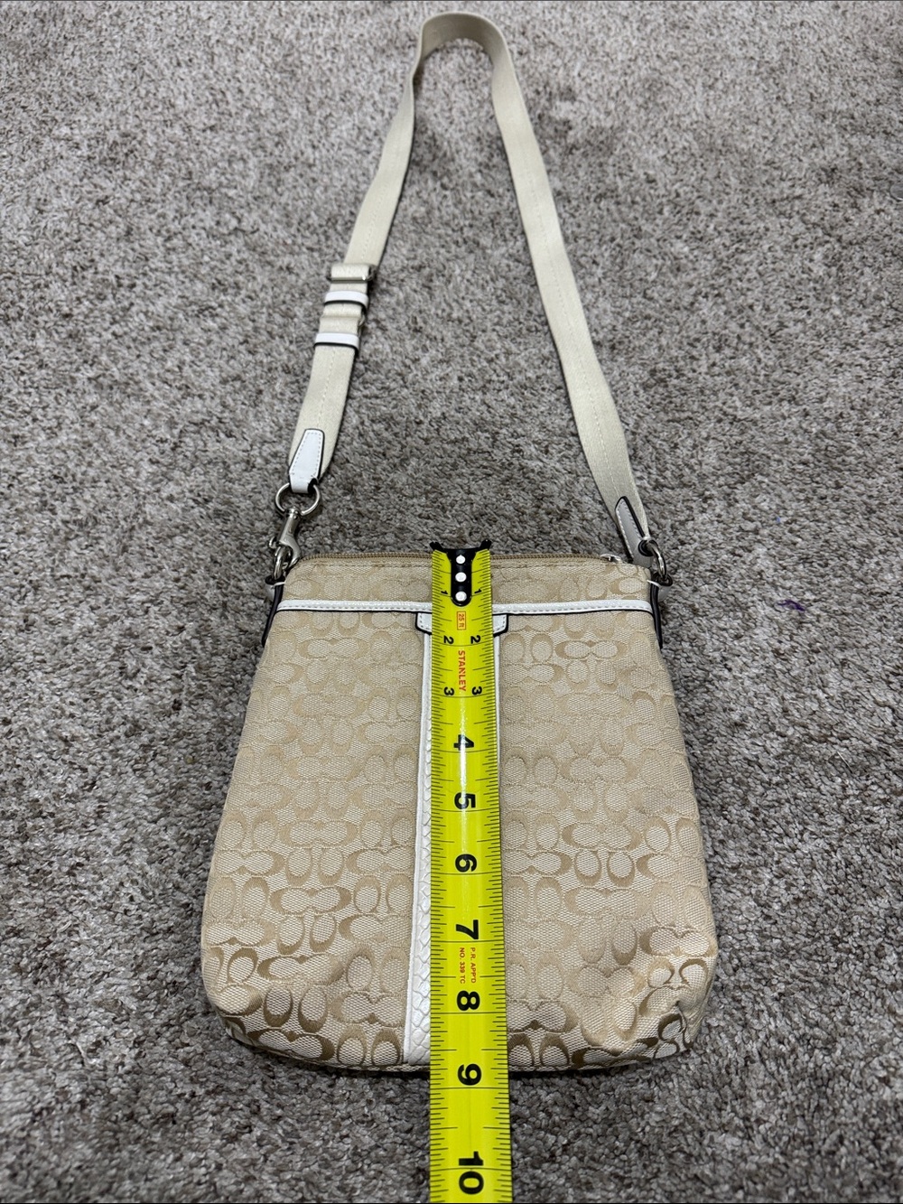 Coach Signature File Crossbody Bag Khaki White Snake Embossed Trim - Picture 11 of 11